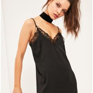 Black Silk Dress Lace Detailing